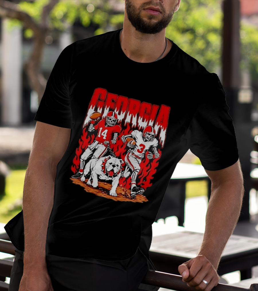 Georgia Bulldogs Football Skeleton Players 14 And 3 With Bulldog T-Shirt