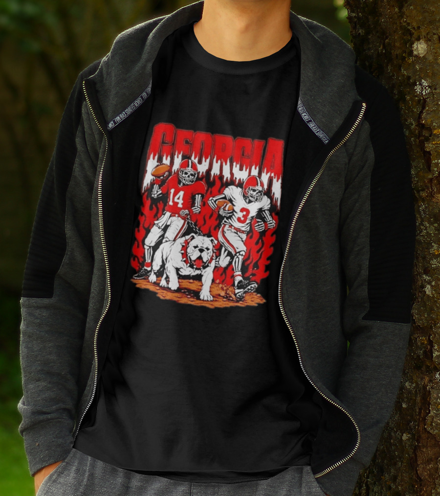Georgia Bulldogs Football Skeleton Players 14 And 3 With Bulldog T-Shirt