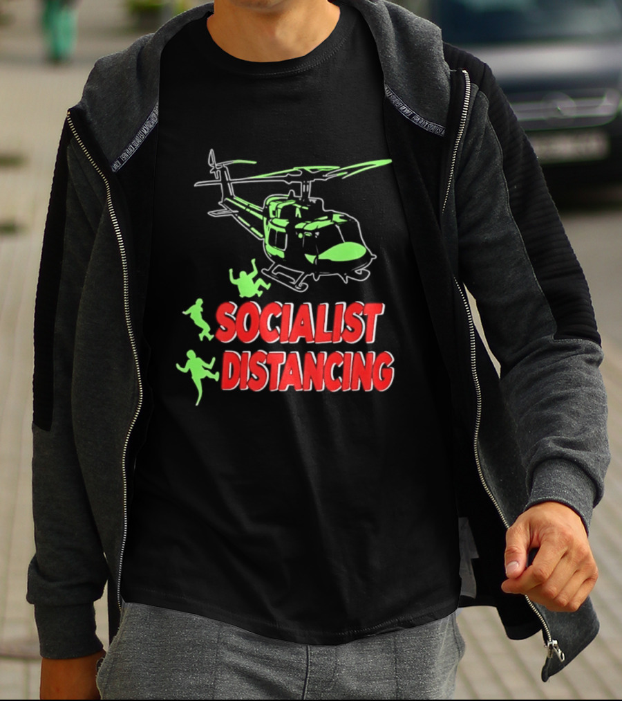 Socialist Distancing Helicopter Retro Military Humor T-Shirt