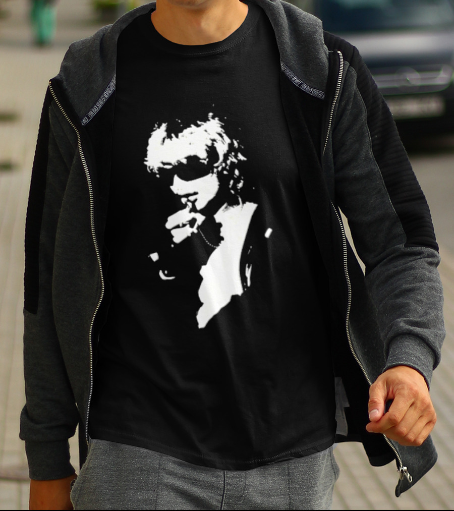High Contrast Stencil Style Iconic Sunglasses Smoking Man T-Shirt