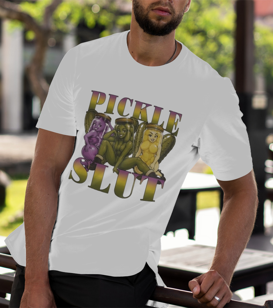Pickle Slut Food Humor Cute Cartoon Jar Characters T-Shirt