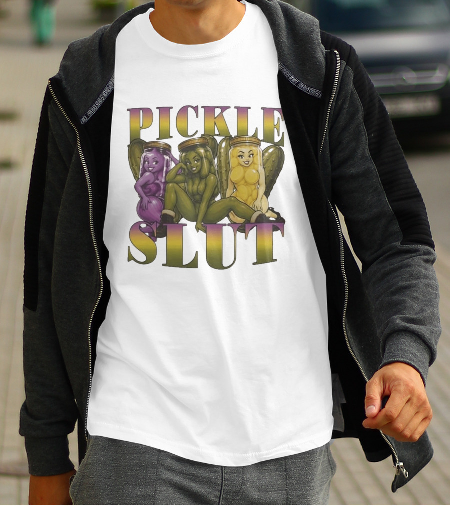Pickle Slut Food Humor Cute Cartoon Jar Characters T-Shirt