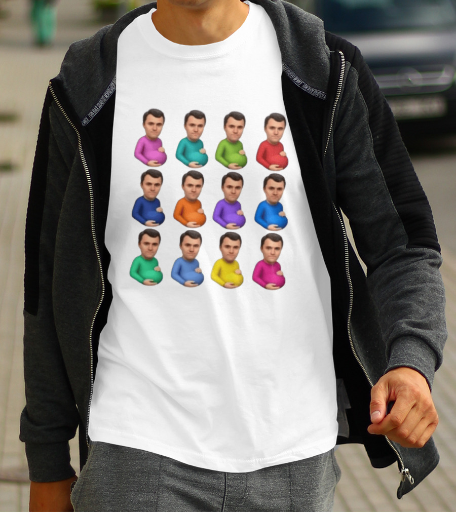 Pregnant Man Emoji Set Multicolor Avatar Faces Collection T-Shirt