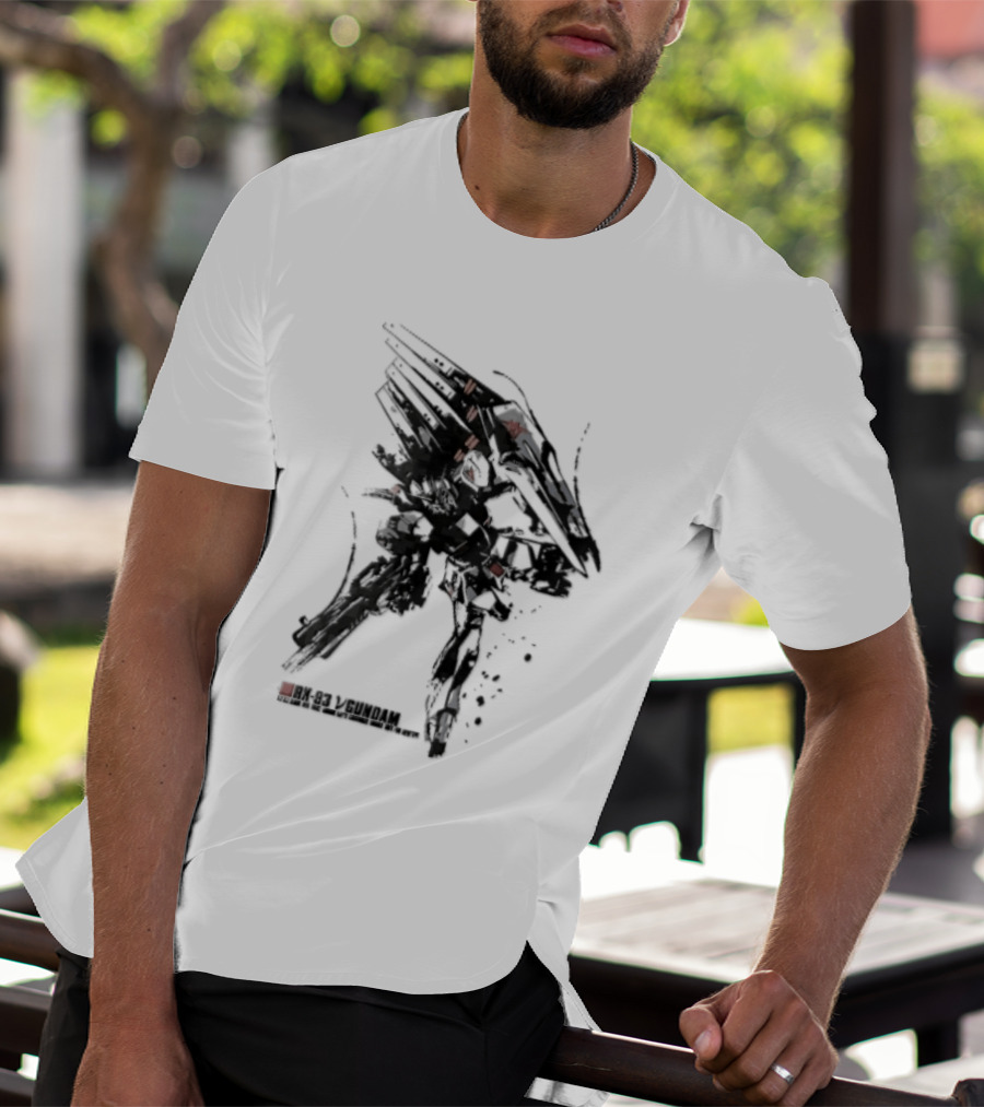 Rx 93 Nu Gundam Efsf Londo Bell Mobile Suit Amuro Ray Ink Brush Mecha Robot T-Shirt