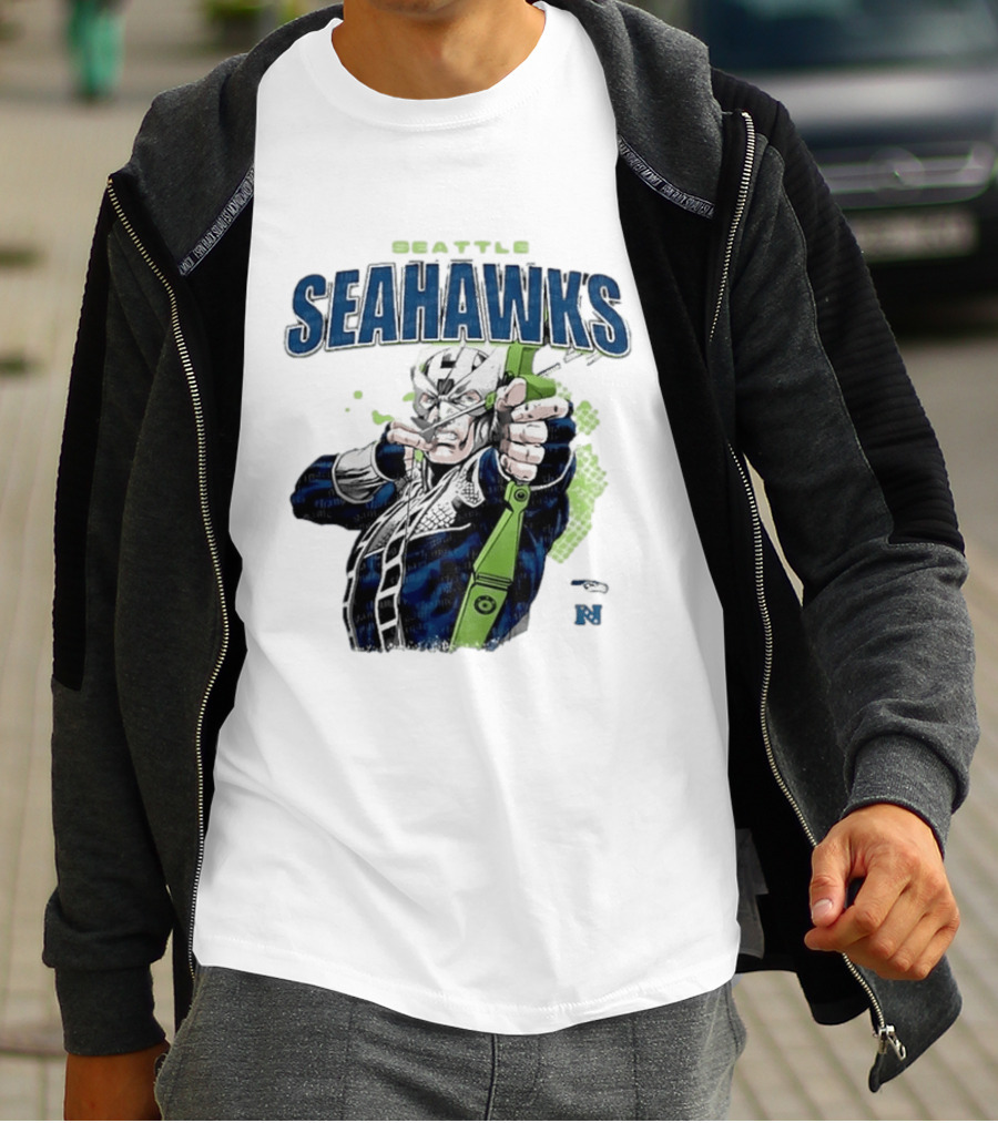 Seattle Seahawks Hawkeye Collaboration NFL Marvel T-Shirt
