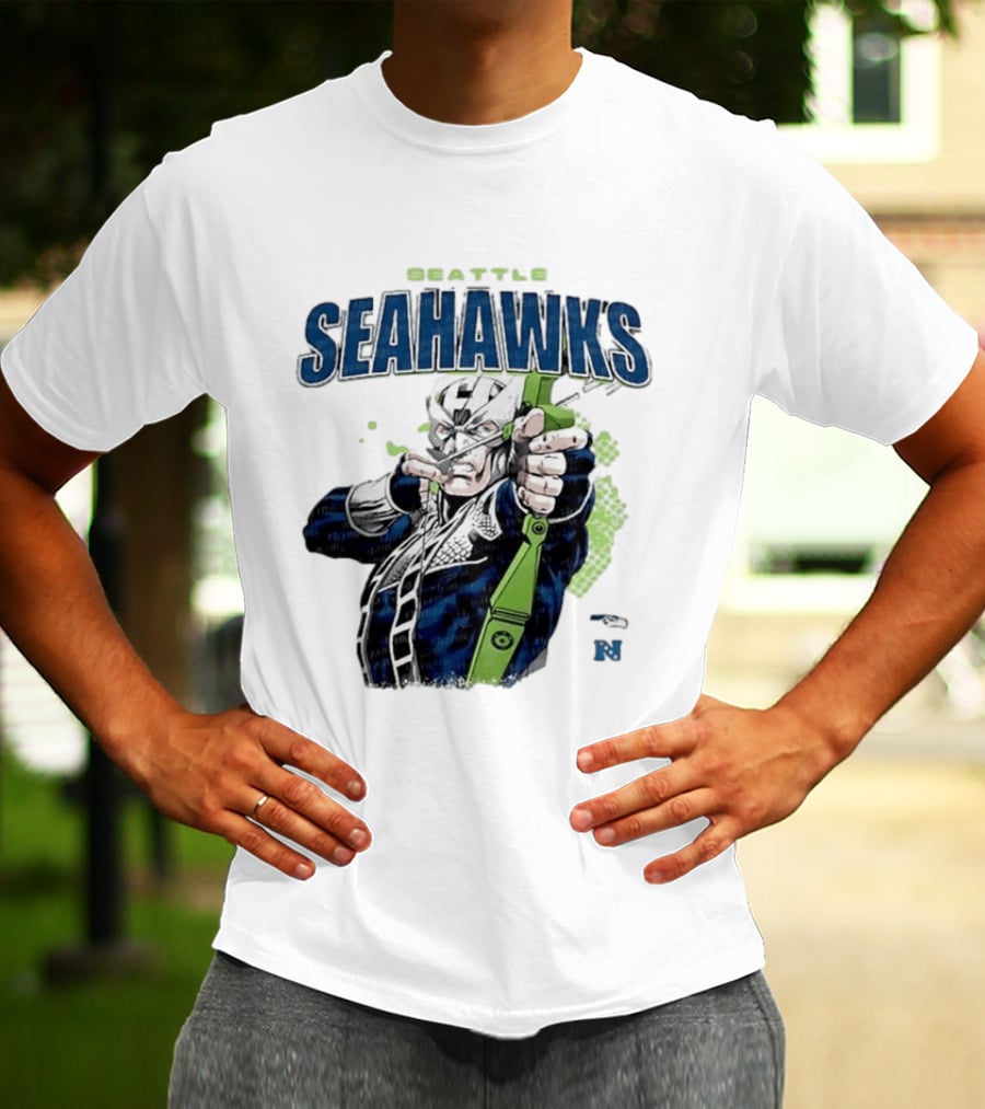 Seattle Seahawks Hawkeye Collaboration NFL Marvel T-Shirt