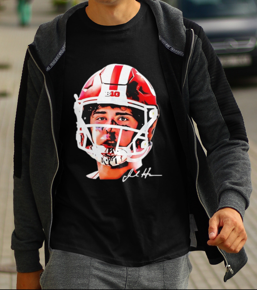 Indiana Hoosiers Big Ten Football Jack Howes Signature Helmet T-Shirt