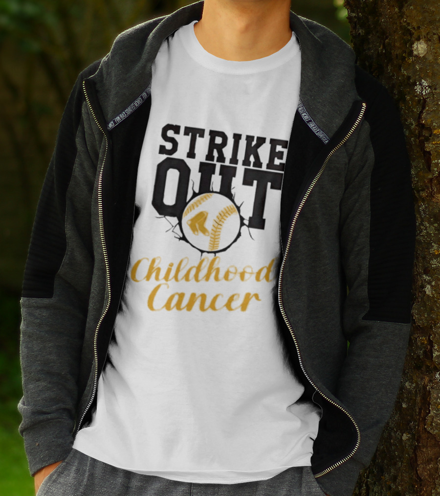 Strike Out Childhood Cancer Boston Red Sox Baseball Team Awareness T-Shirt