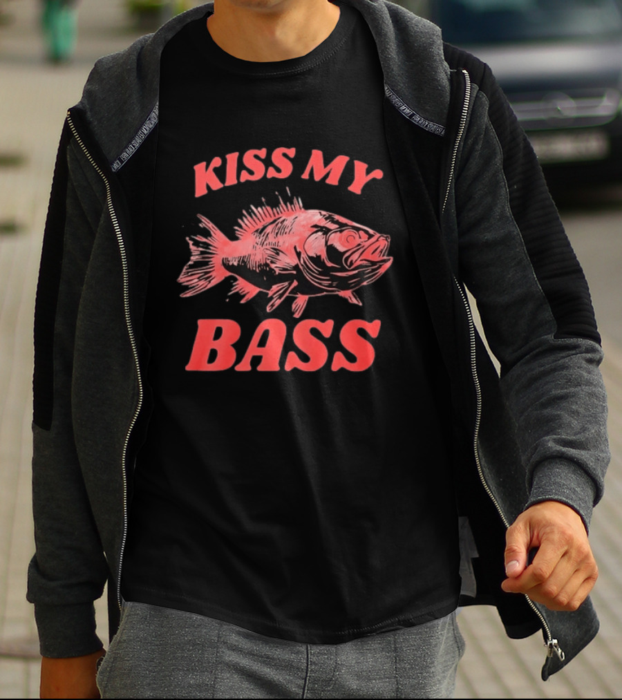 Kiss My Bass Fishing Fisherman Angler Humor T-Shirt