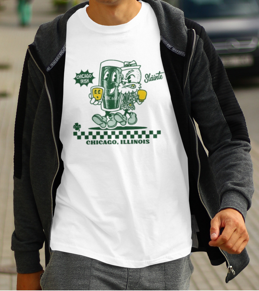 Chicago Illinois Irish Slainte Beer Pint St Patrick's Day T-Shirt