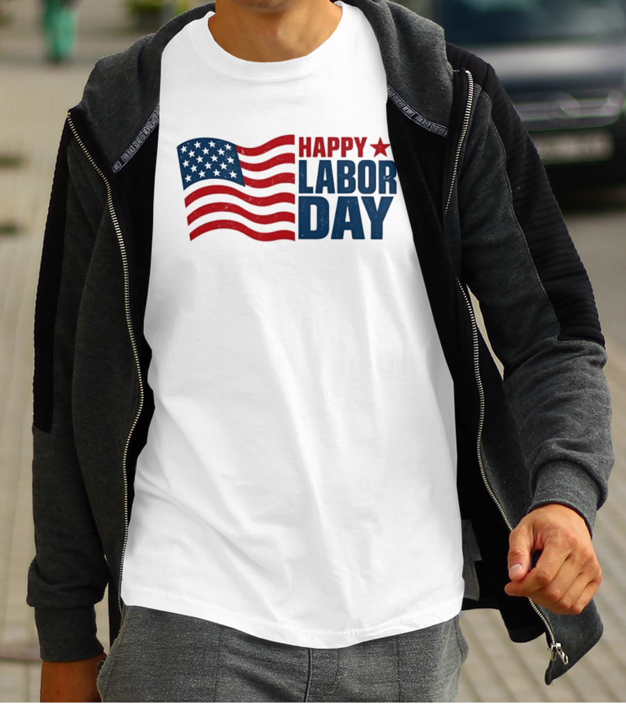 Happy Labor Day Distressed American Flag Stars Stripes T-Shirt