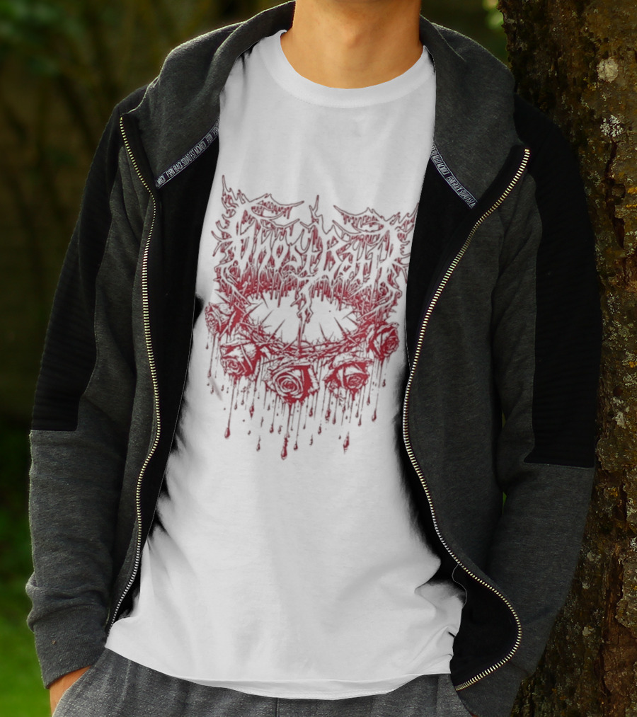 Ghost Bath Rose Thorn Dripping Red Roses T-Shirt