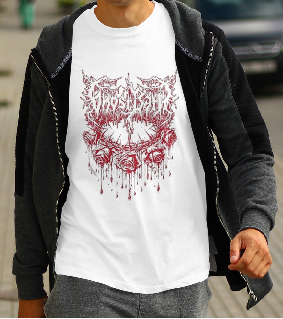 Ghost Bath Rose Thorn Dripping Red Roses T-Shirt