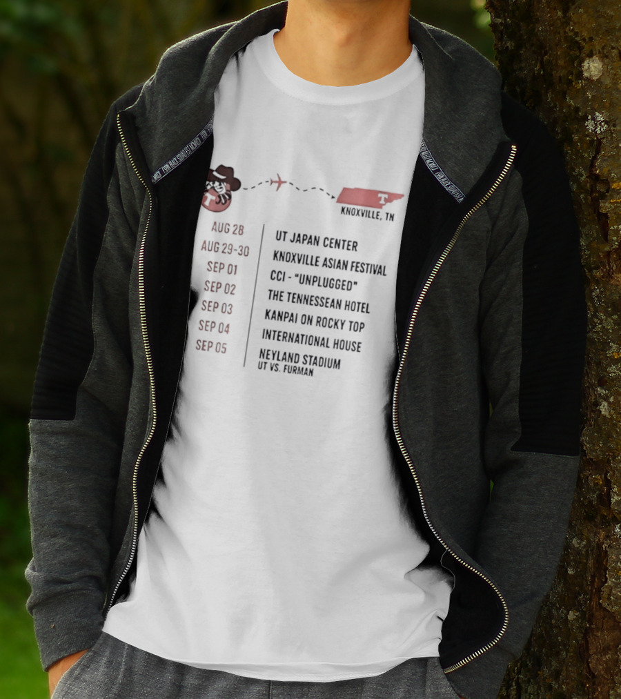 Knoxville TN Event Schedule UT Japan Center Festival Unplugged Hotel Rocky Top Stadium T-Shirt
