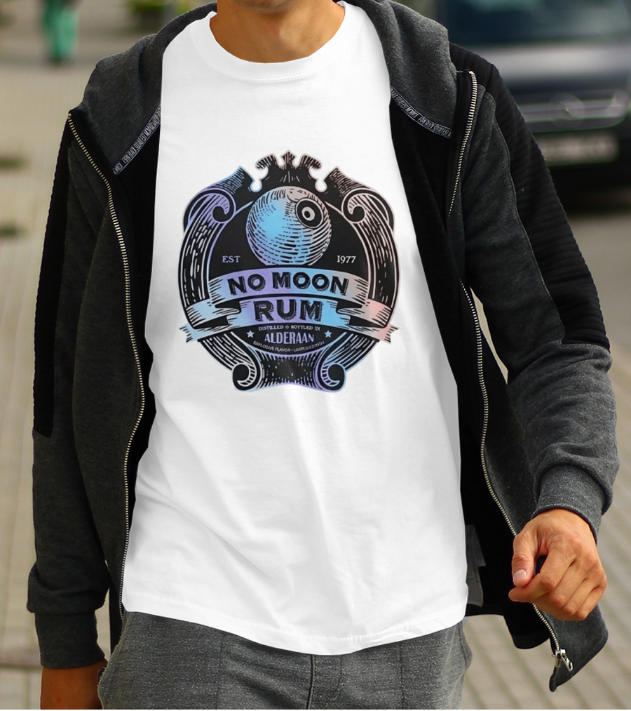 No Moon Rum Distilled And Bottled Alderaan Est 1977 T-Shirt