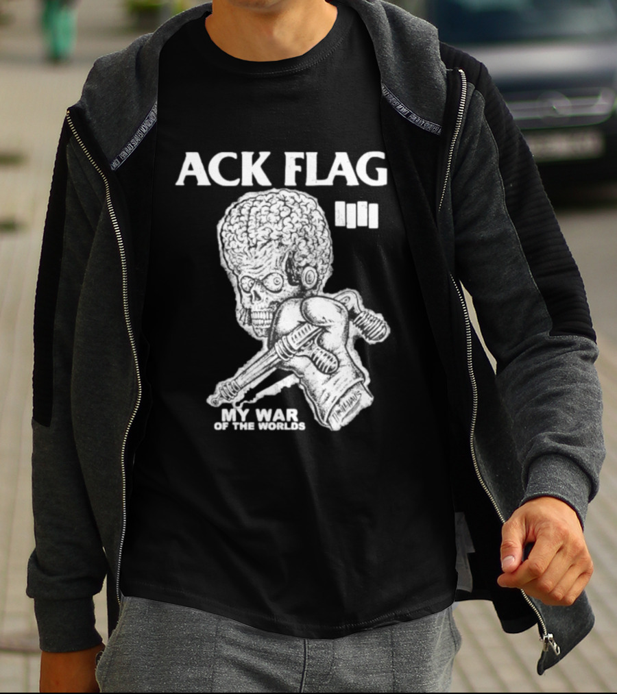 ACK Flag Mars Attacks War Of The Worlds Black Flag Mashup T-Shirt
