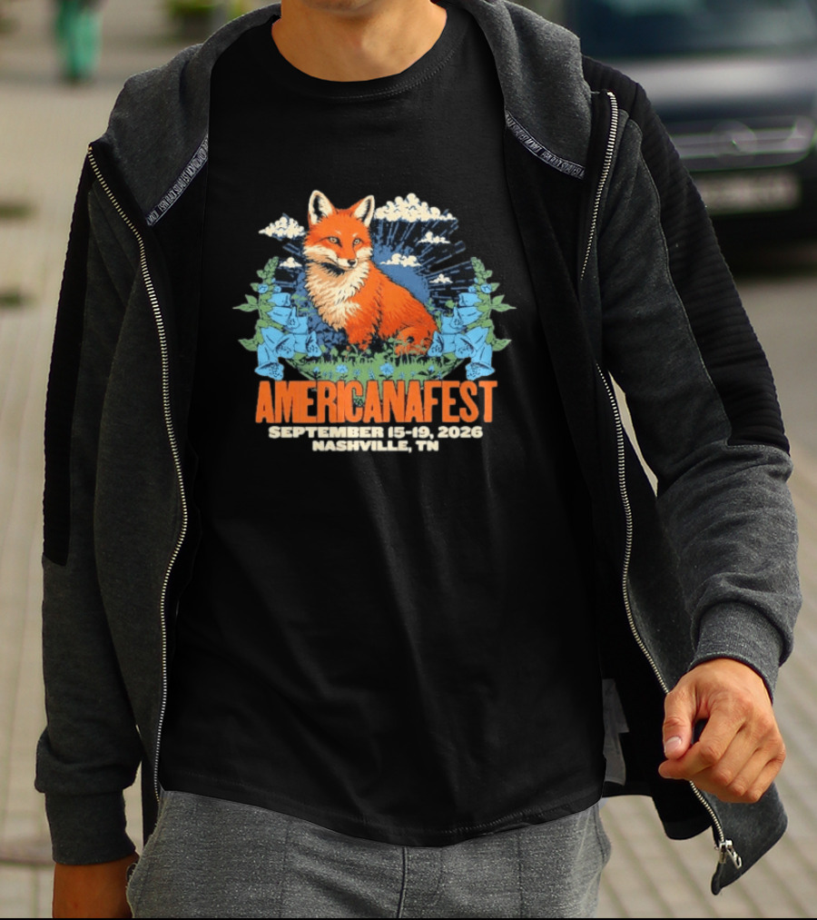 Americanafest 2026 Nashville September 15 19 Fox And Blue Flowers T-Shirt