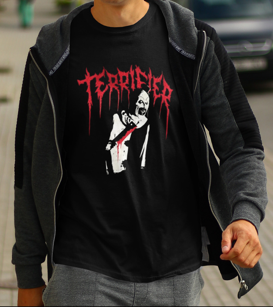 Terrifier Clown Horror Movie Rhinestone Scary Blood Effect T-Shirt