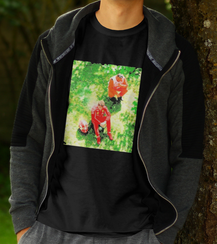 Monza GP Charles Leclerc Helmet On Grass Crash Moment T-Shirt