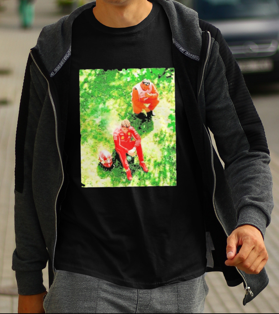 Monza GP Charles Leclerc Helmet On Grass Crash Moment T-Shirt