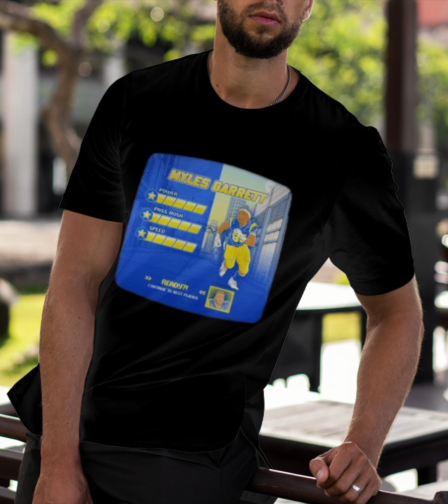 Myles Garrett Power Pass Rush Speed LA Rams 2026 Melbourne Game T-Shirt