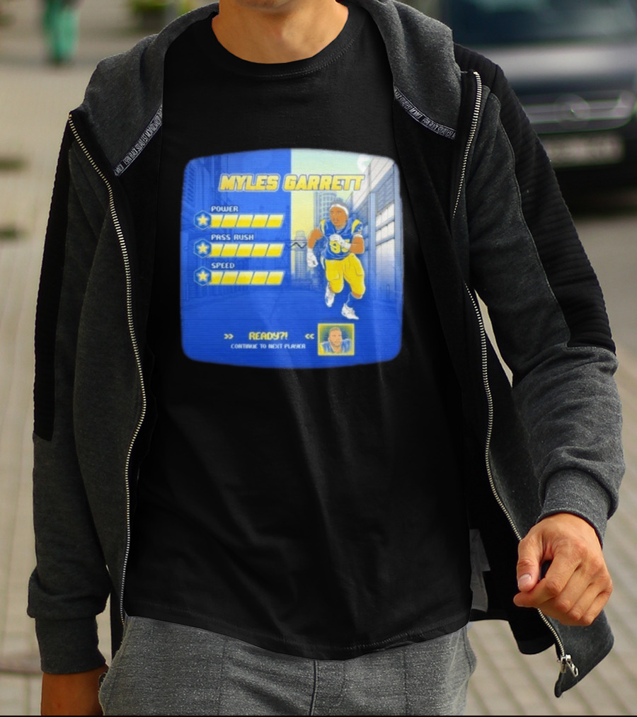 Myles Garrett Power Pass Rush Speed LA Rams 2026 Melbourne Game T-Shirt
