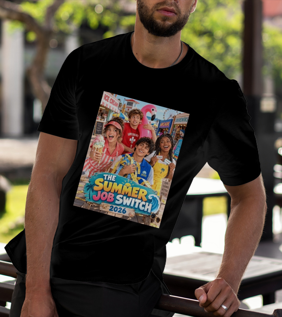 The Summer Job Switch 2026 Ice Cream Adventure Lifeguard Arcade Souvenirs Sand Friends T-Shirt