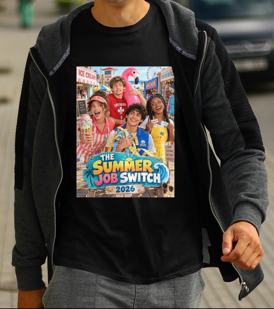 The Summer Job Switch 2026 Ice Cream Adventure Lifeguard Arcade Souvenirs Sand Friends T-Shirt