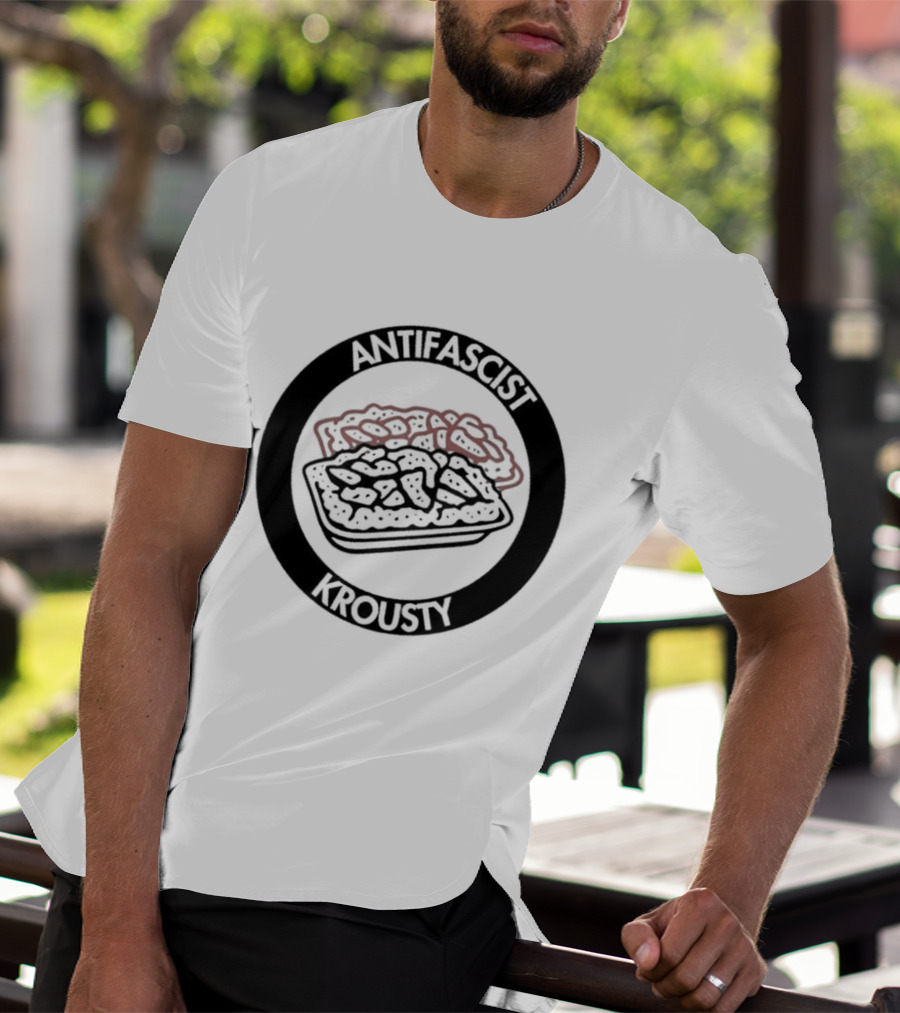 Antifascist Krousty Pizza Antifa Symbol Bold Political Message T-Shirt