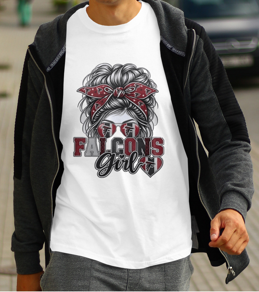 Falcons Girl Messy Bun Bandana Sunglasses T-Shirt