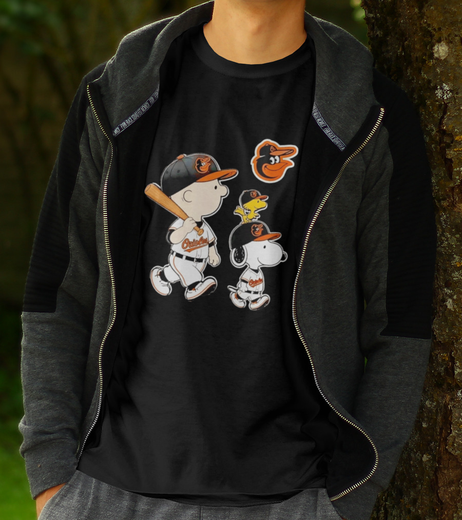 Woodstock Charlie Brown Snoopy Orioles Baseball Team T-Shirt