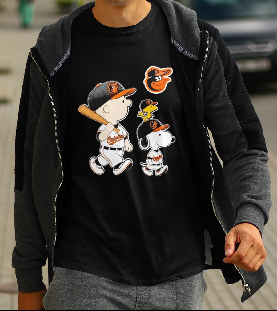 Woodstock Charlie Brown Snoopy Orioles Baseball Team T-Shirt