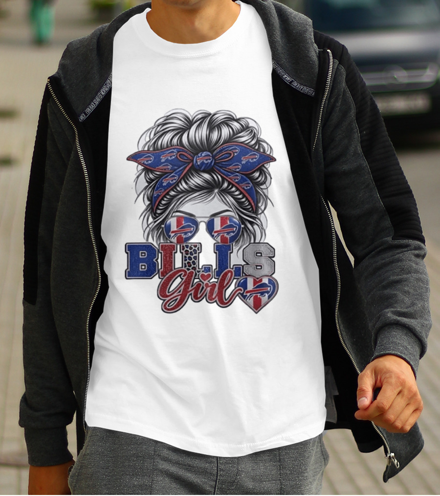 Buffalo Bills Girl Messy Bun Sunglasses BILLS Girl T-Shirt