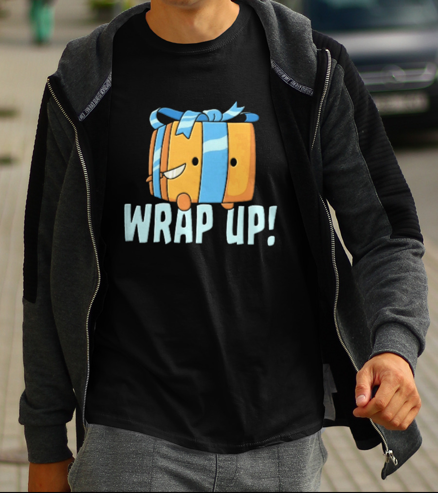 Mischievous Cartoon Ribboned Present Wrap Up With Knife T-Shirt