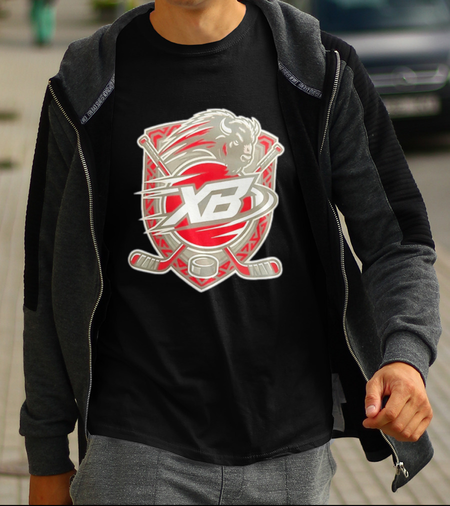XB Buffalo Hockey Team Emblem With Crossed Sticks And Puck T-Shirt