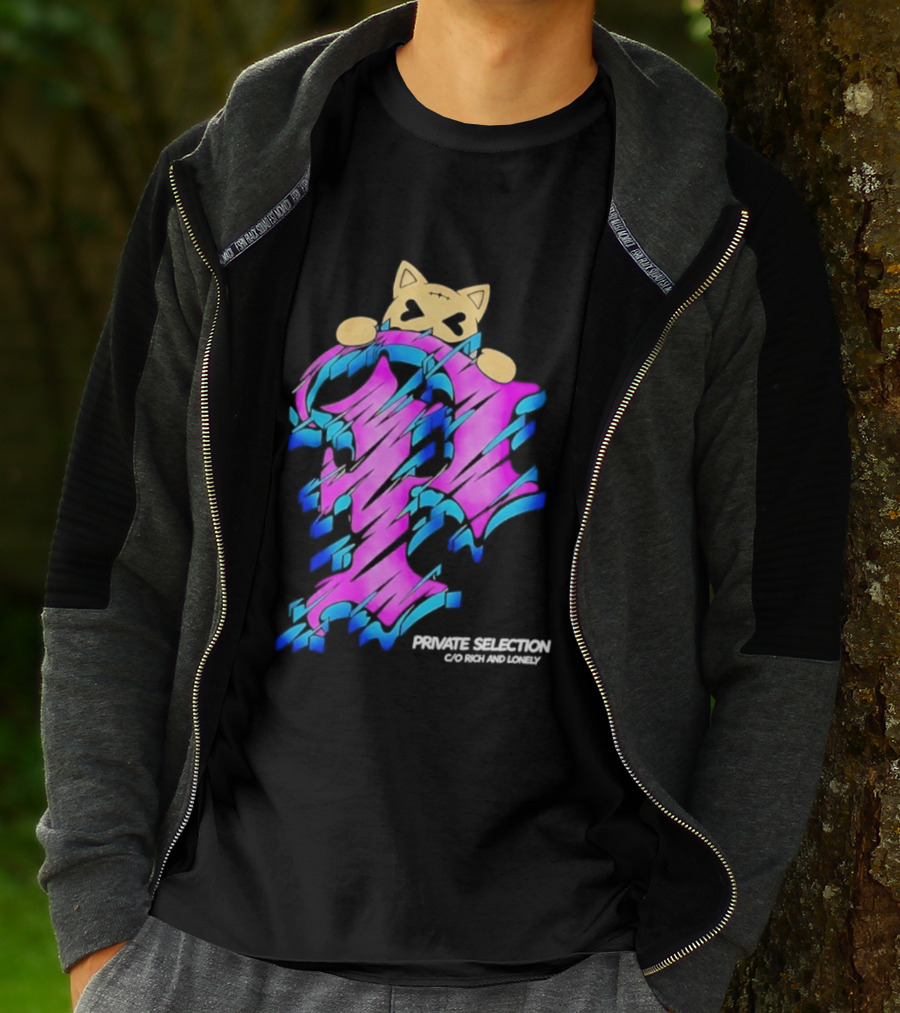 Private Selection C O Rich And Lonely Streetwear Cat Graffiti Aesthetic T-Shirt