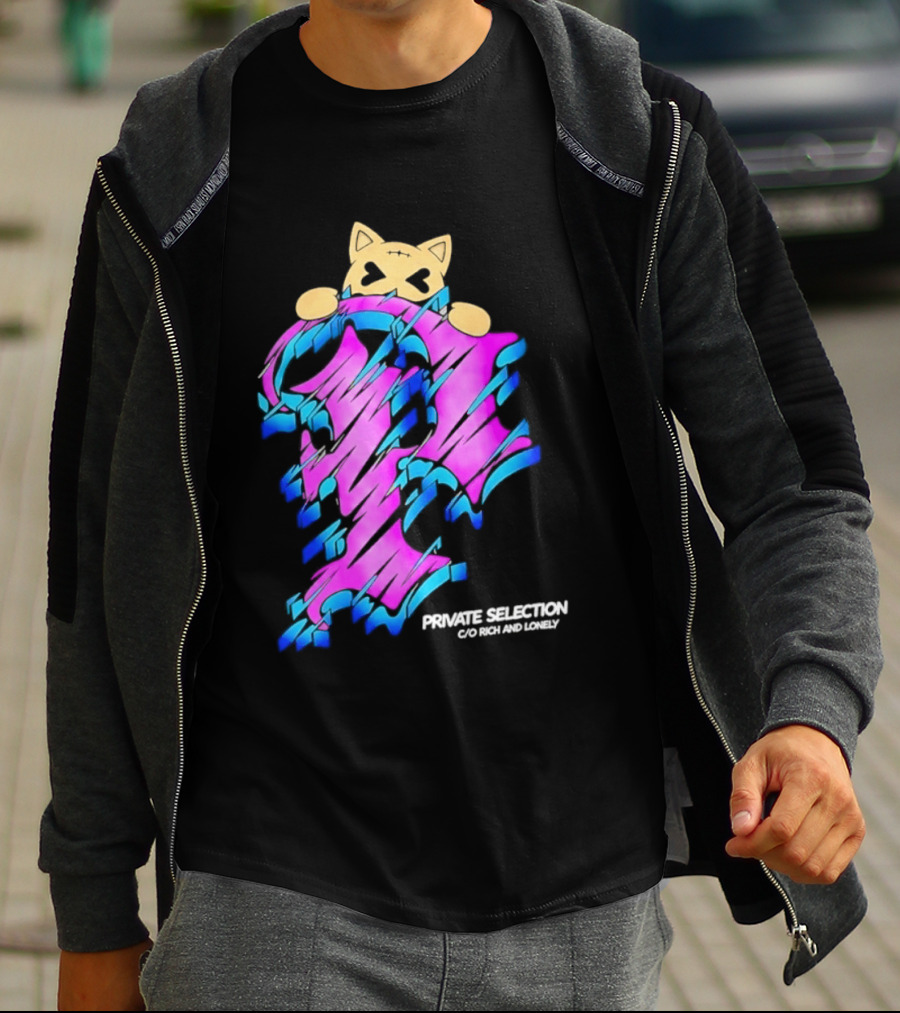Private Selection C O Rich And Lonely Streetwear Cat Graffiti Aesthetic T-Shirt