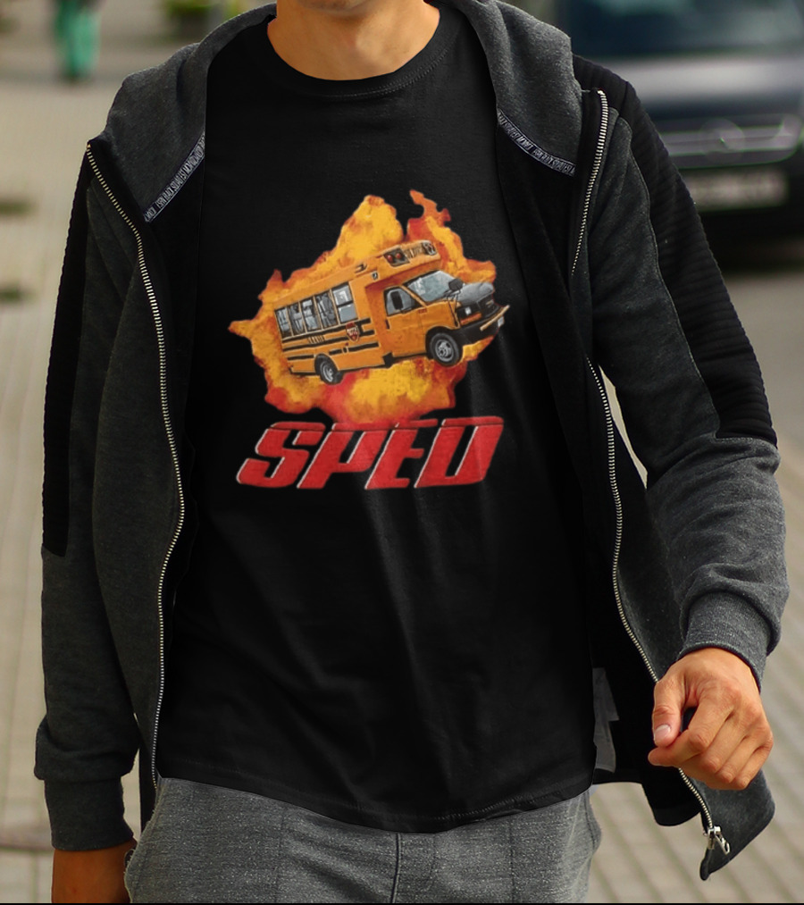 School Bus Flame SPED On Fire Burst T-Shirt