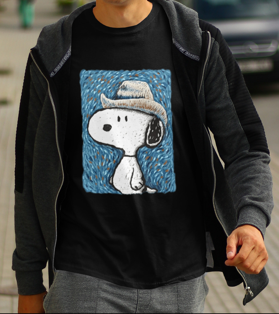 Snoopy Peanuts Cowboy Hat Embroidery T-Shirt