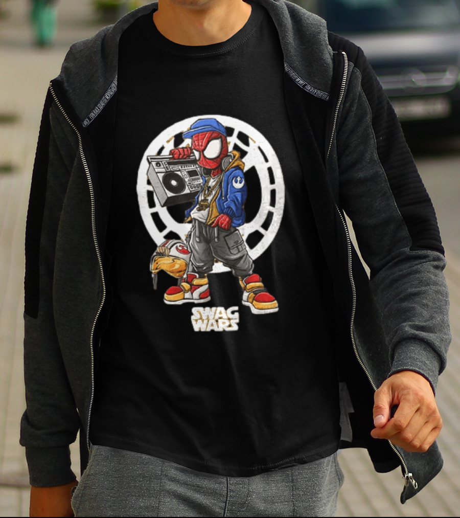 Spider Man Star Wars Swag Wars Youth Boombox Jedi T-Shirt