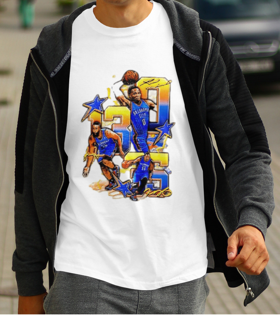 James Harden Russell Westbrook Kevin Durant Oklahoma City Thunder NBA Legends T-Shirt