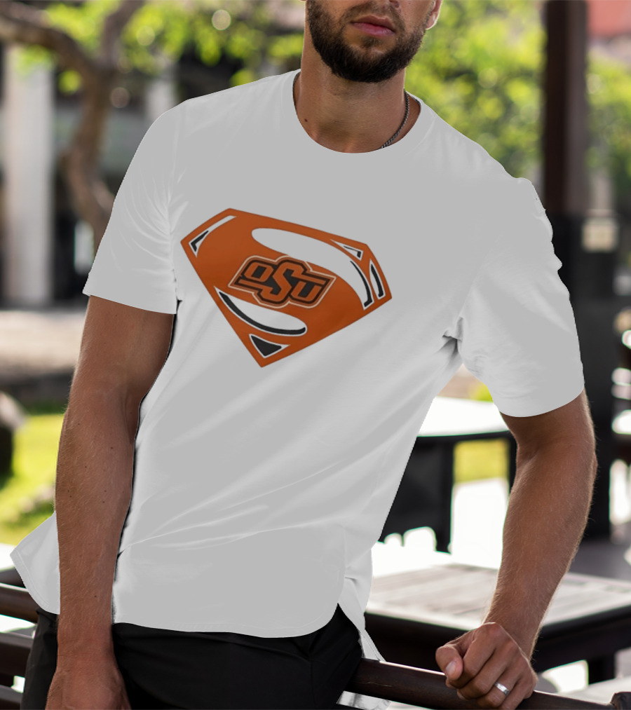Oklahoma State University OSU Superman Emblem Orange T-Shirt
