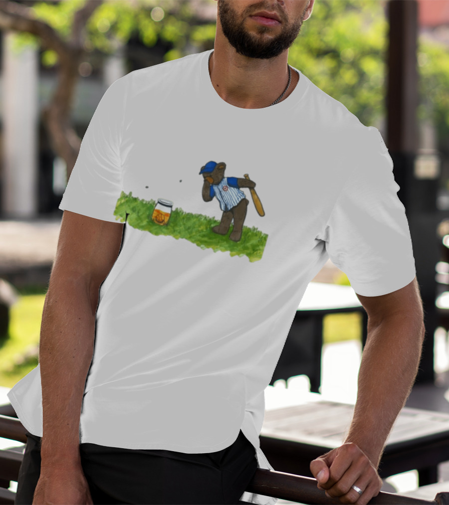 South Bend Cubs Bear With Baseball Bat And Honey Jar On Grass T-Shirt