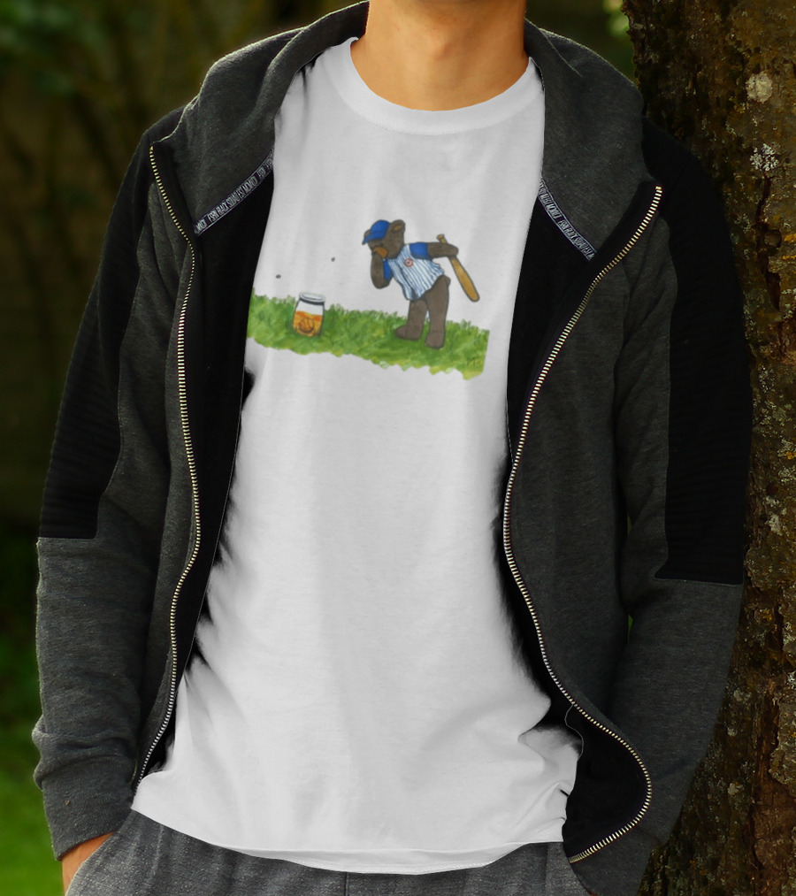 South Bend Cubs Bear With Baseball Bat And Honey Jar On Grass T-Shirt