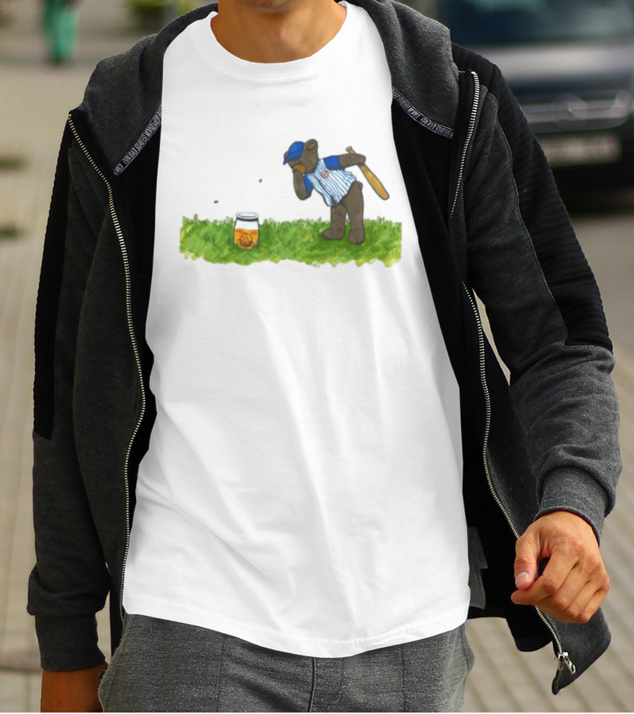 South Bend Cubs Bear With Baseball Bat And Honey Jar On Grass T-Shirt