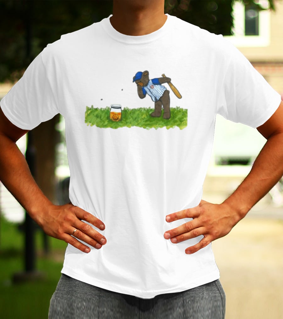 South Bend Cubs Bear With Baseball Bat And Honey Jar On Grass T-Shirt