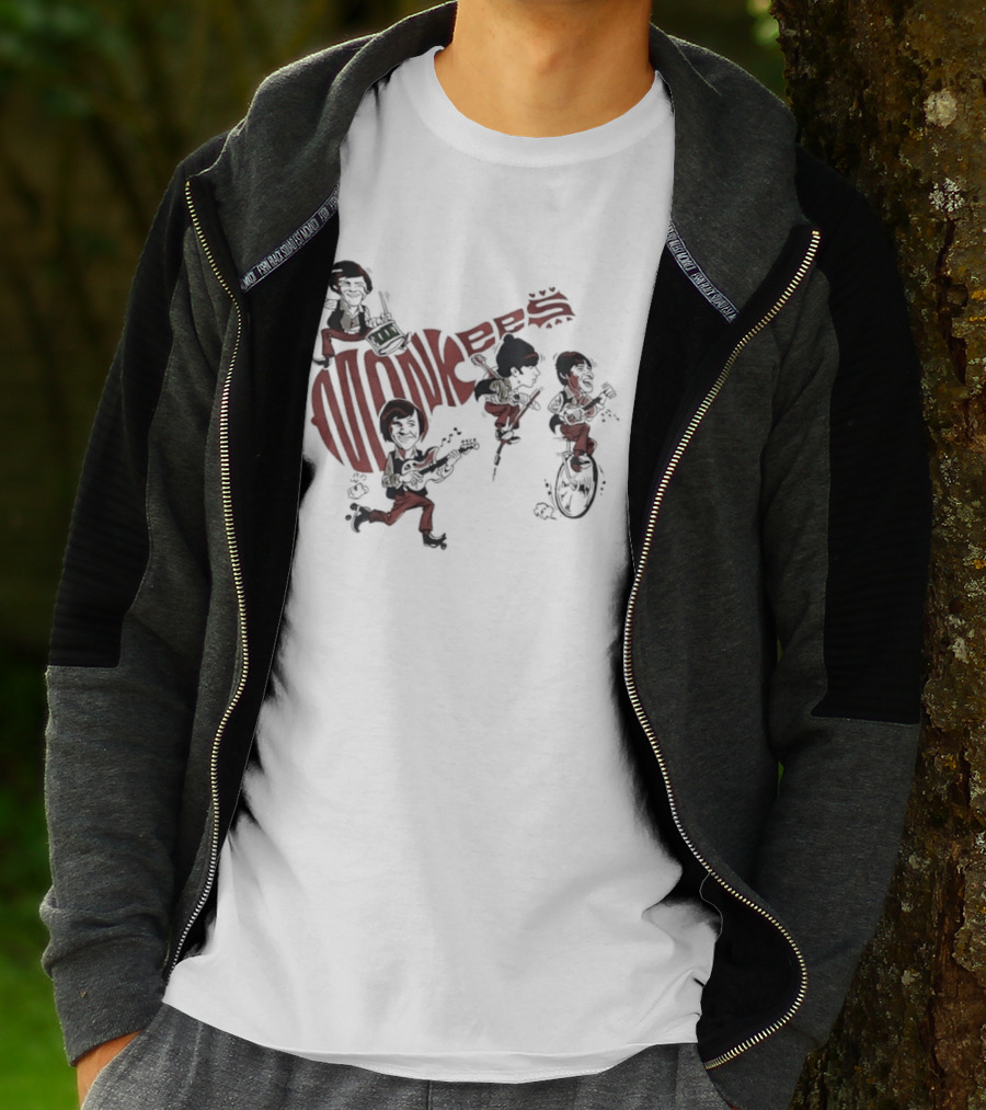 The Monkees Cartoon Band Members Davy Jones Micky Dolenz Mike Nesmith Peter Tork T-Shirt