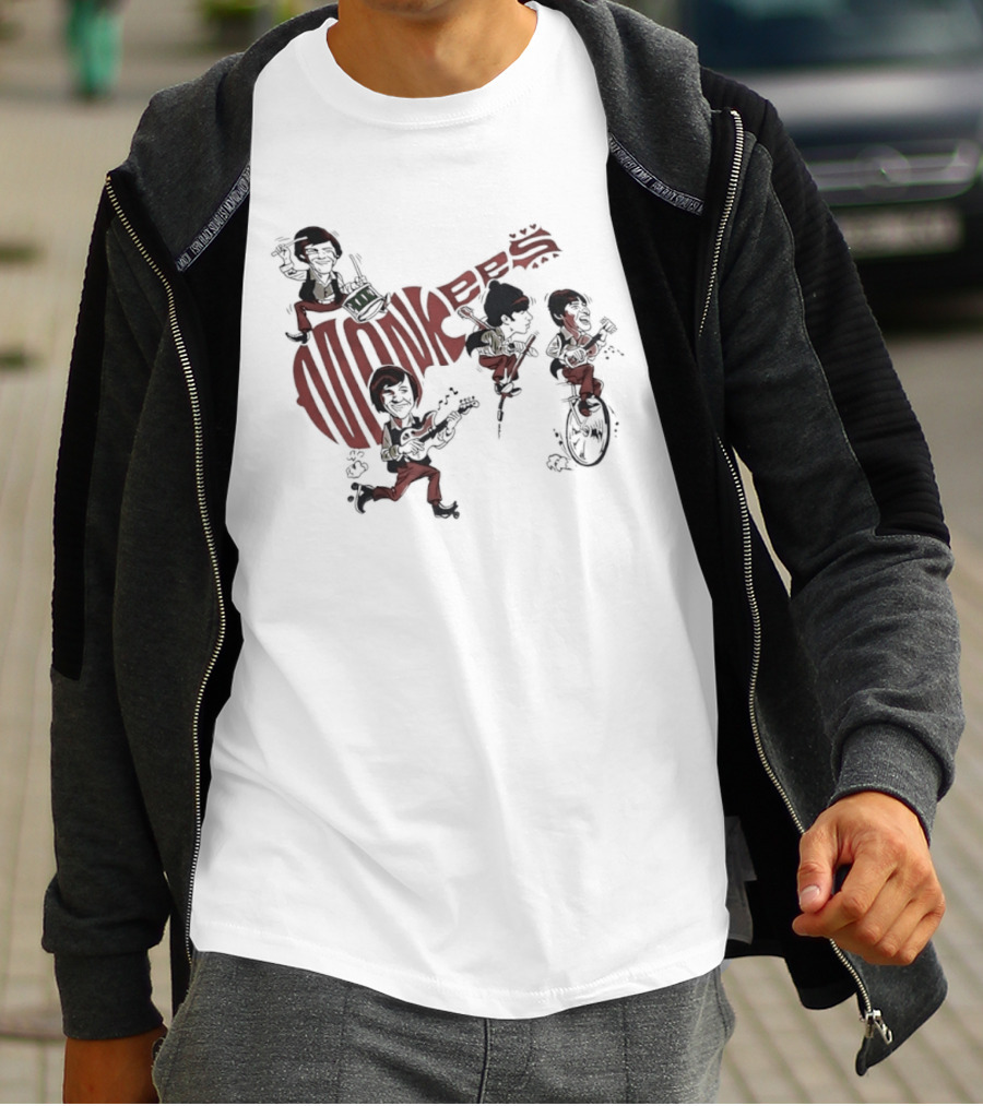 The Monkees Cartoon Band Members Davy Jones Micky Dolenz Mike Nesmith Peter Tork T-Shirt