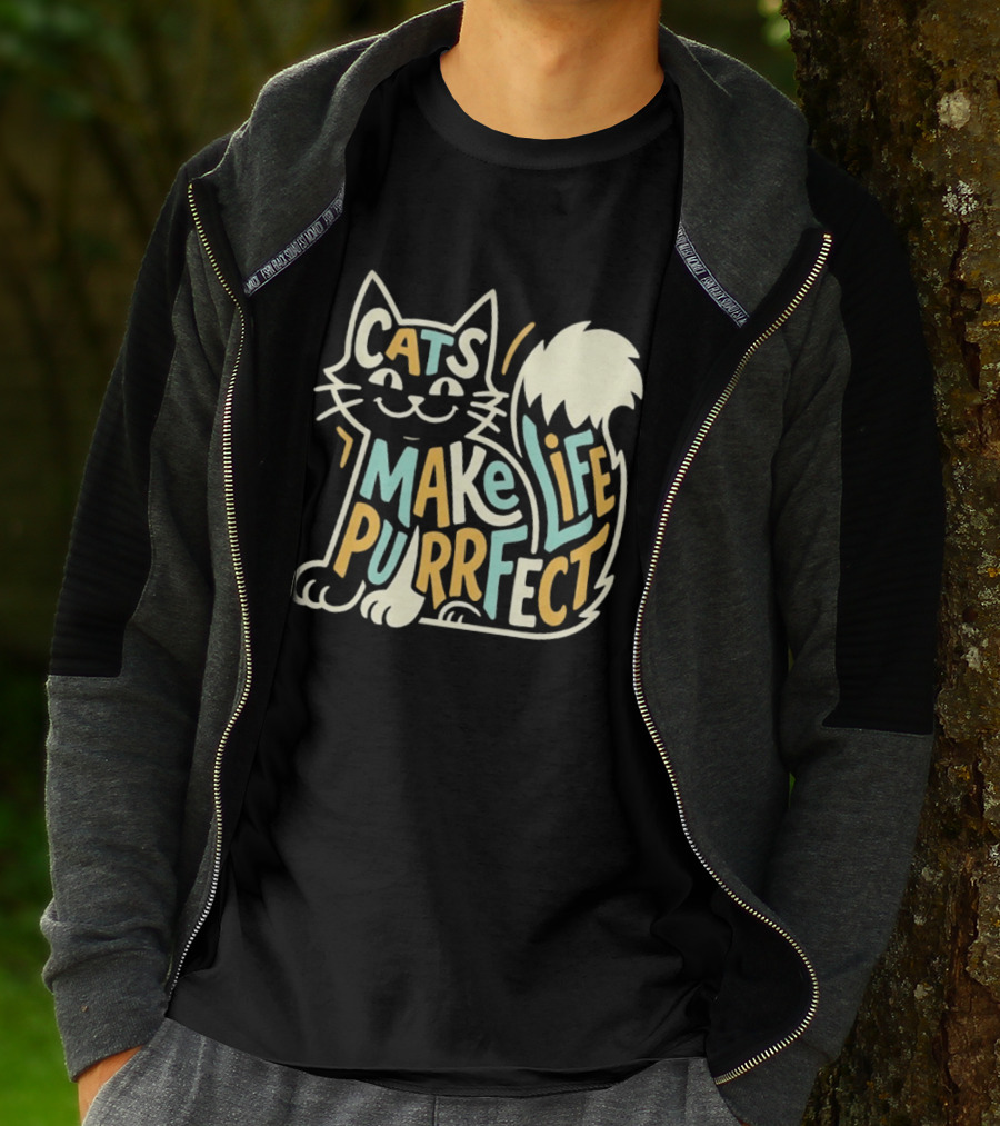 Cats Make Life Purrfect Feline Lover T-Shirt