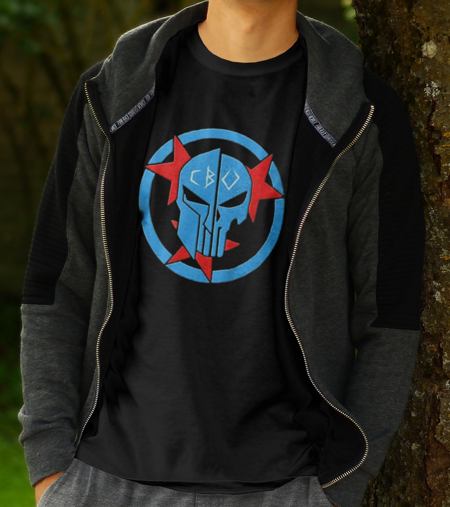 CBO Spartan Punisher Skull Red Star Blue Circle T-Shirt
